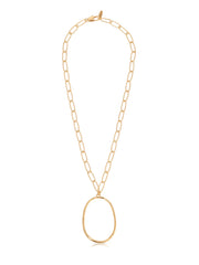 Large Oval Pendant Chain Link Necklace