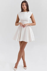 white open back mini dress