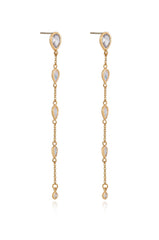 Dainty Bezel Crystal Dangle Earrings