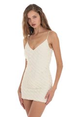 Ruffle Open Back Dress In Ivory