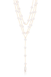 Pearl Coin Layered Lariat Necklace