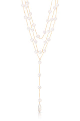 Pearl Coin Layered Lariat Necklace
