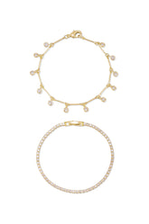 Crystal Droplet Chain Bracelet Set
