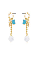 Pearl and Charm Dangle Earrings