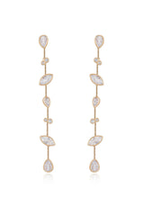 Falling Bezel Crystal Dangle Earrings