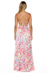 Blaise Multi Floral Satin Maxi Dress