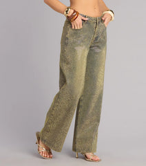 Glam Moment Rhinestone Denim Straight-Leg Jeans