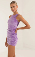 Velvet Bodycon Dress In Purple