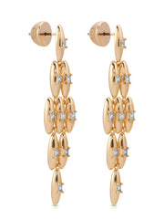 Oval Dome Baguette Dangle Earrings
