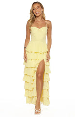 Georgie Yellow Ruffle Maxi Dress