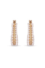 Soft Curve Pearl Lined Hoop Earrings