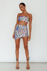 El Camino Mosaic Mini Skirt Silver