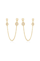 Double Piercing Chain Drop Earrings