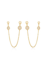 Double Piercing Chain Drop Earrings