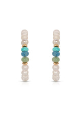 Beach Day Pearl and Gemstone Hoop Earrings