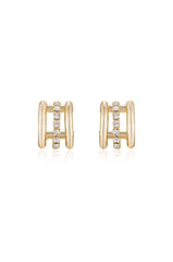 Thick Crystal Accent Huggie Earrings