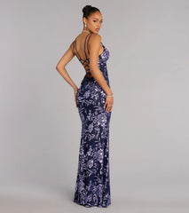 Angela Floral Sequin Formal Dress