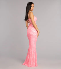 Savanna Floral Sequin Lace-Up Formal Dress