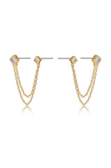 Double Piercing Diamond Shape Earrings