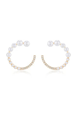 Chic Pearl And Crystal Open Circle Earrings