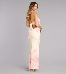 Petal Drip Plunge Maxi Dress