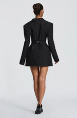 Elvira Mini Dress - Black Pinstripe