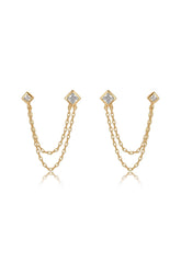 Double Piercing Diamond Shape Earrings