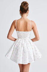 Analeigh Mini Dress - White Multi Floral Print
