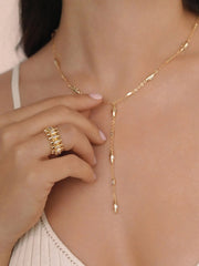 Oval Dome Lariat Necklace
