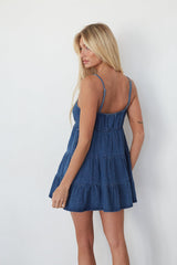 Evalee Tiered Denim Mini Dress
