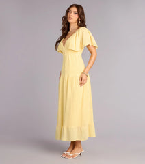 Major Fling Flutter Sleeve Maxi Dress