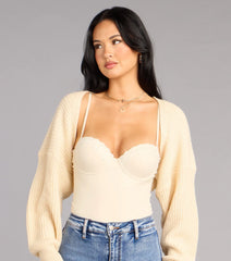 Sweet And Cozy Oversized Knit Sweater Bolero