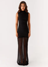 Fondly Mesh Maxi Dress - Black