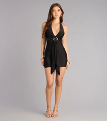 No Apologies Open Back Halter Dress