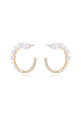 Chic Pearl And Crystal Open Circle Earrings