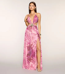 Trina Abstract Animal Print Formal Dress