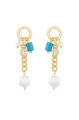 Pearl and Charm Dangle Earrings