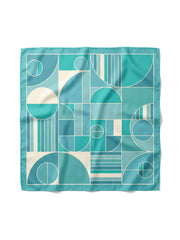 Blue Geometric Color Blocked Scarf
