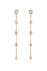 Dainty Bezel Crystal Dangle Earrings