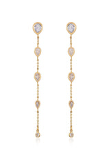 Dainty Bezel Crystal Dangle Earrings