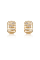 Bezel Crystal Crescent Huggie Hoops