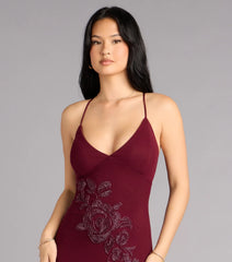 Adriane Beaded Floral Lace-Up Formal Dress