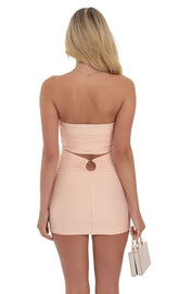 Back Cutout Strapless Dress In Nude Pink