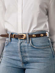 Teardrop Studded Belt in Coffee