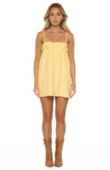 Leone Yellow Shirred Bust Mini Dress