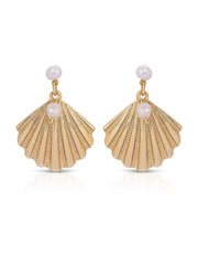 Scallop Shell and Pearl Earrings