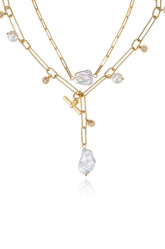 Deep Water Pearl Lariat Necklace