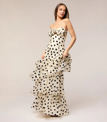Valerie Polka Dot Ruffle Formal Dress