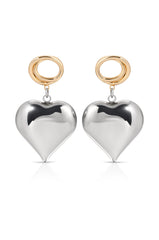 Chunky Heart Mixed Metal Earrings