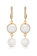 Dangling Freshwater Pearl Huggie Hoop Earrings
